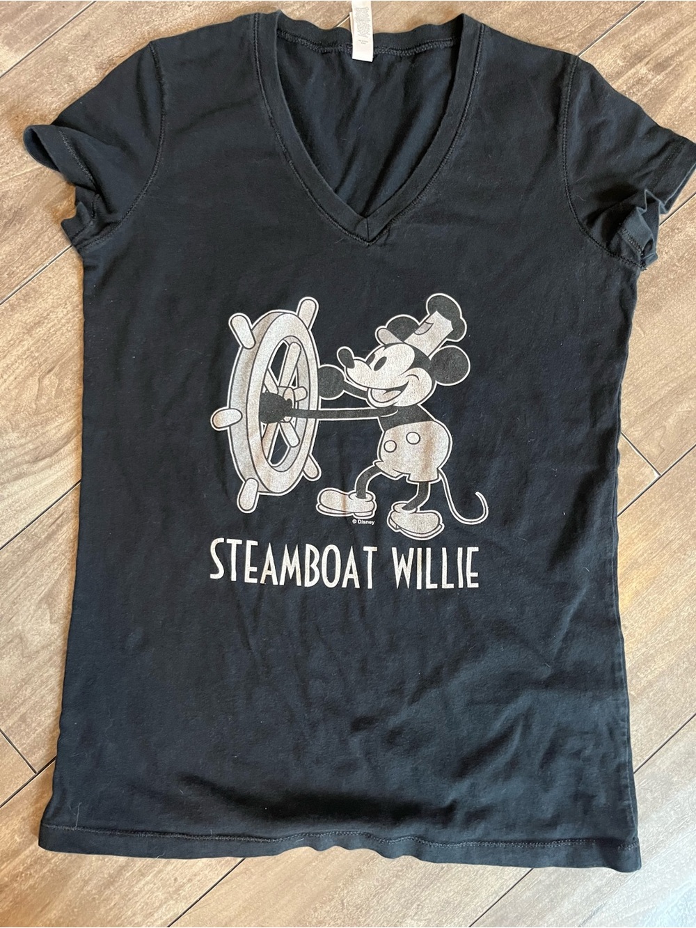 Bella Canvas Black Steamboat Willie V-Neck Tee